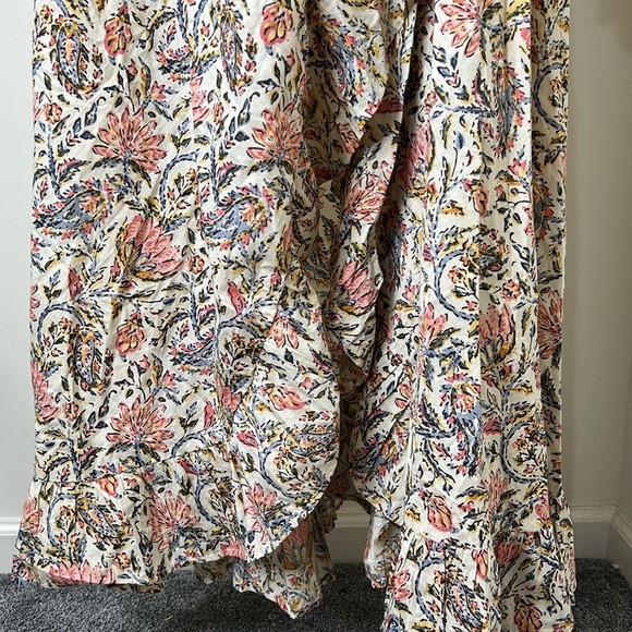 TALISMAN Vintage Lotus Floral Print Ruffle Detail Carly Wrap Dress Size Large - Picture 12 of 16